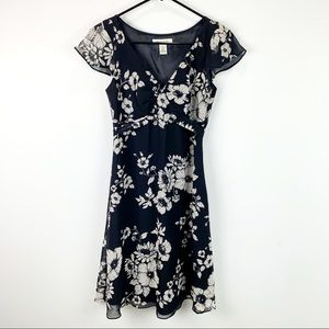 Black House White Market Flower Print Silk Dress 0